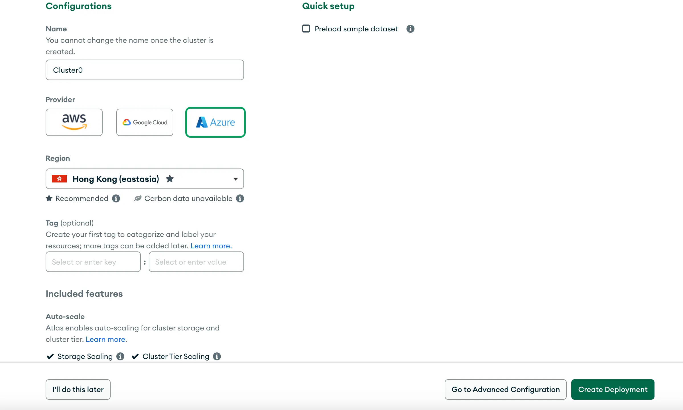 我的 Waline 后端在 HK,所以这里数据库的区域也一并修改为 HK