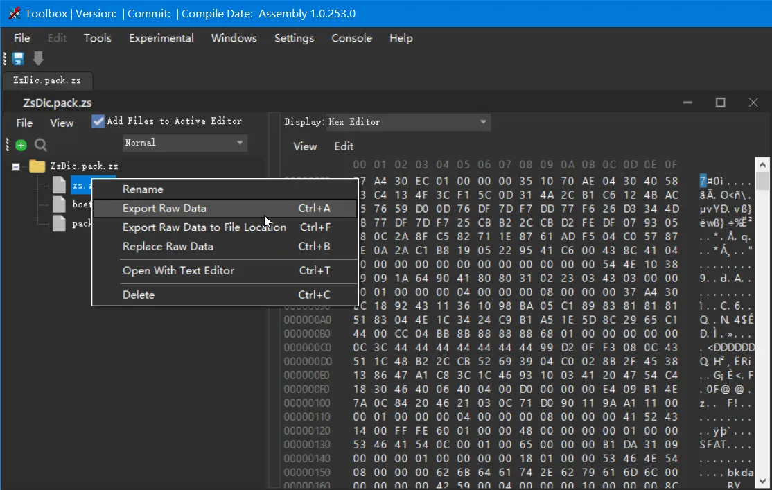 第三步 将三个文件导出到 Toolbox-Letest/Lib/ZstdDictionaries/ 内
